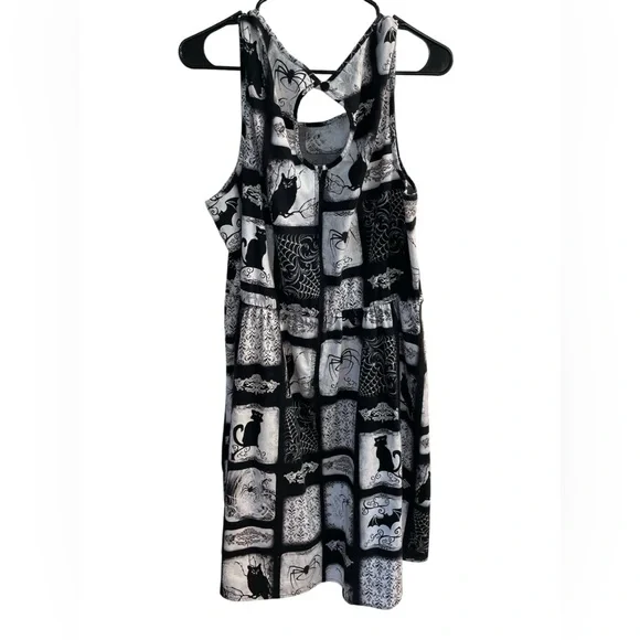 Folter Y2K Goth Cat Print Dress | Alt Girl • Witchy Core • Plus Size 3X - Picture 3 of 6